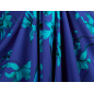 Viscose, tissu pour robe, bleu, avec des fleurs turquoise
