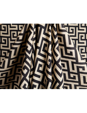 Cupro-touch-viskoosi musta-beige geometrinen kuvio