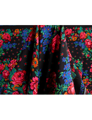 Viscose-material för klänning med blommönster i folklig stil – rapport