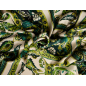 Silk with viscose in green plant-based and geometric pattern
