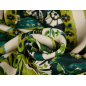 Silk with viscose in green plant-based and geometric pattern