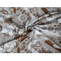 Viscose fabric for a dress light blue with brown in a paisley pattern