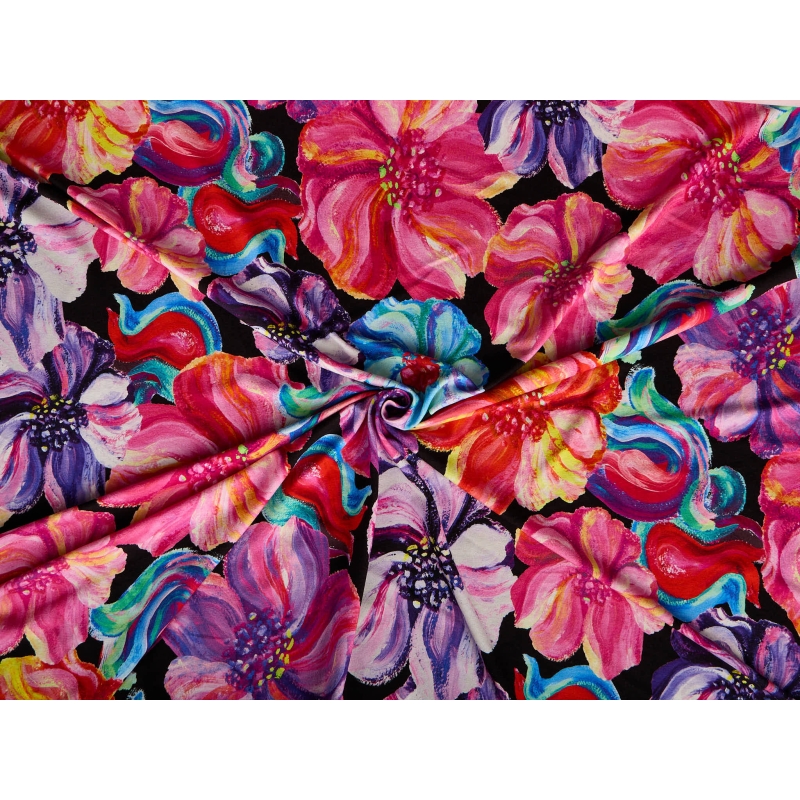 Viscose knit with elastane in a floral pattern